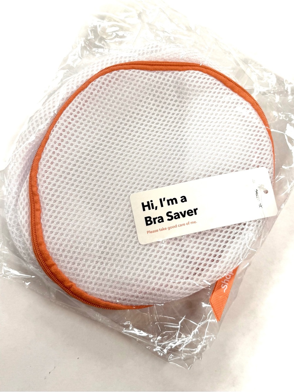 Shapermint Bra Saver Mesh Laundry Bag - White with Orange Trim